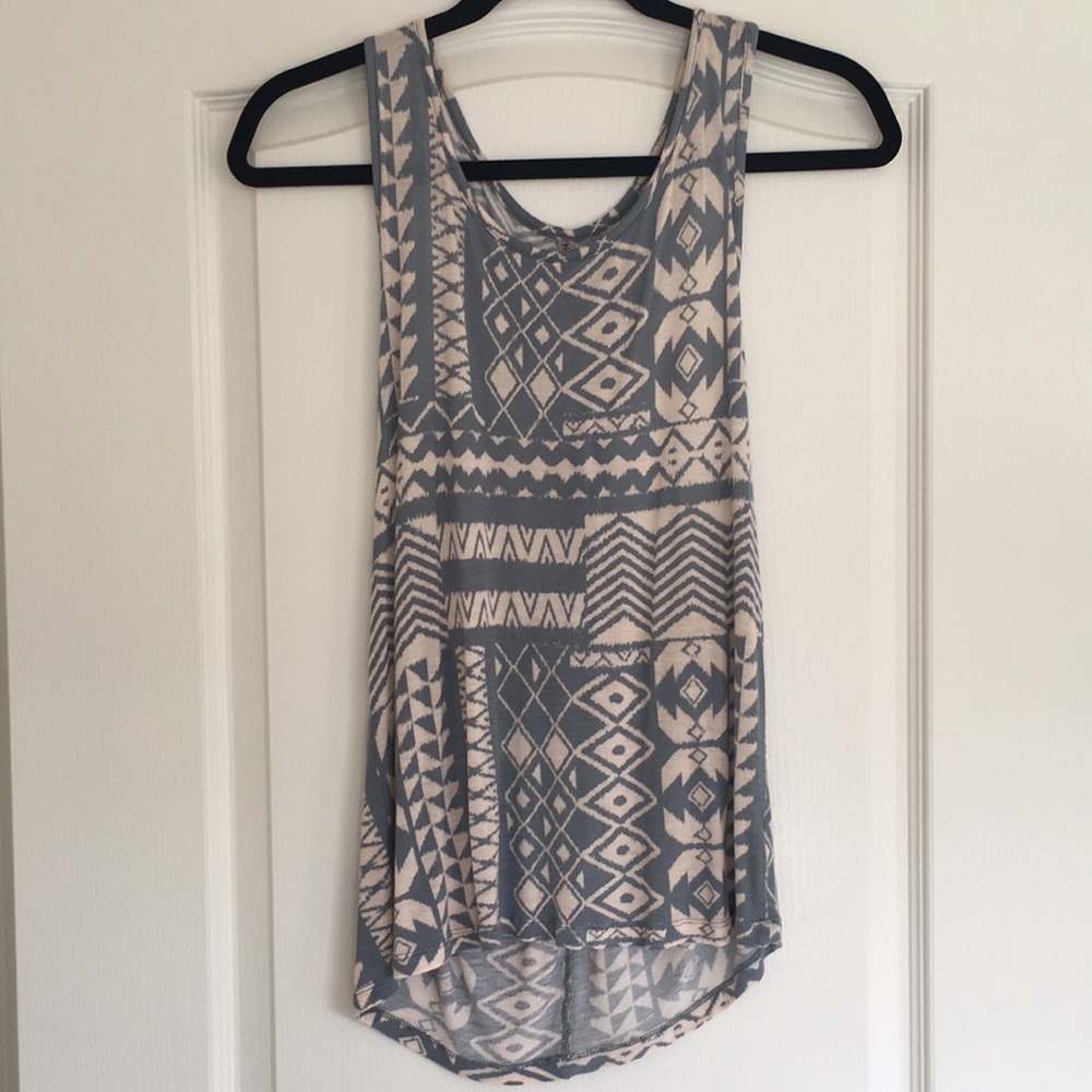 Grey and pink printed tank top
